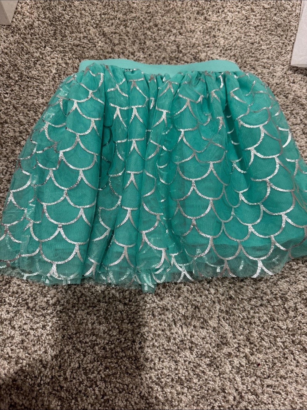 Disney Teal Tulle Skirt with Silver Scallop Glitter